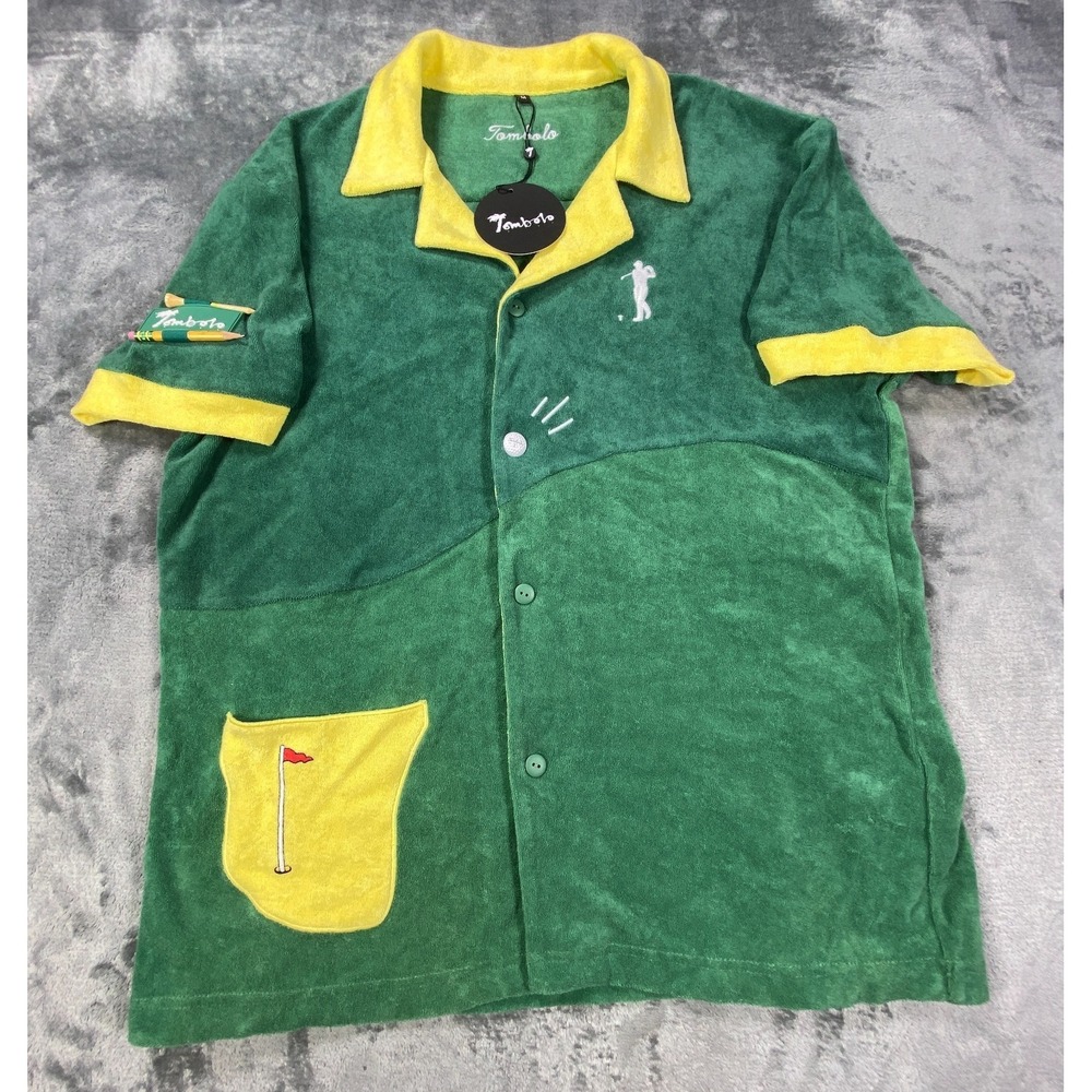 Tombolo Terry Cloth Shirt Medium Mens Golf Course Tee Cabana Organic Cotton NEW